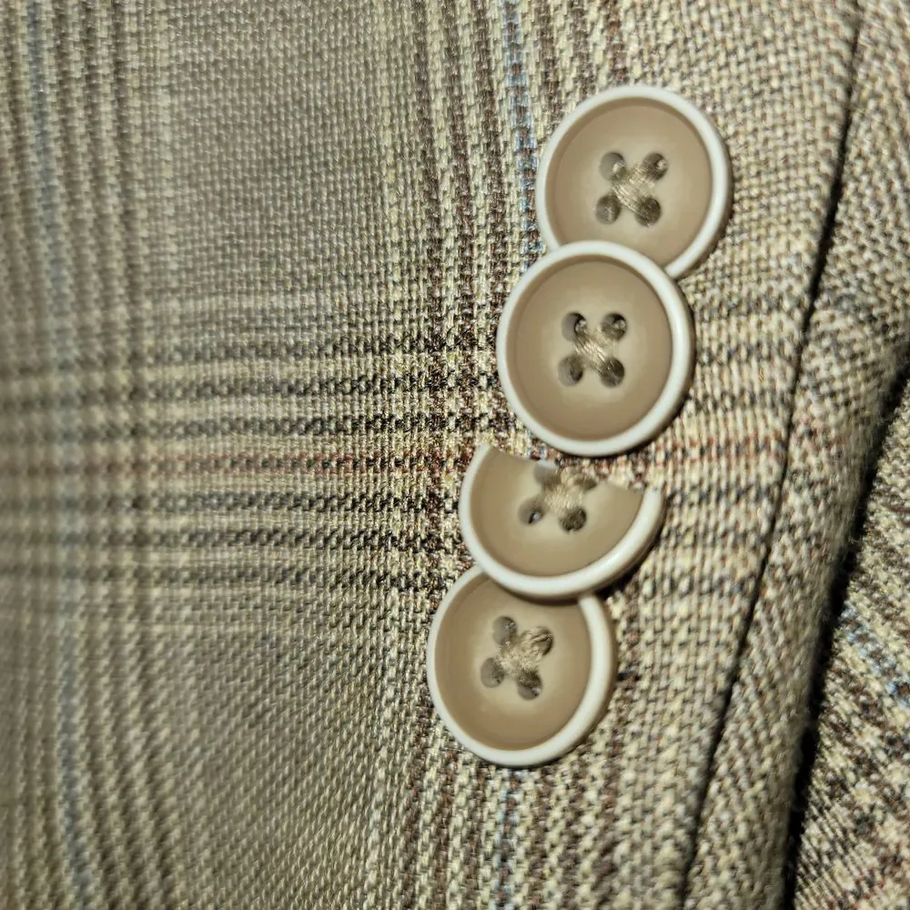 Tommy Hilfiger Wool‎ Blend Sport Jacket Brown Men 44R Plaid Old Money Office Y2K